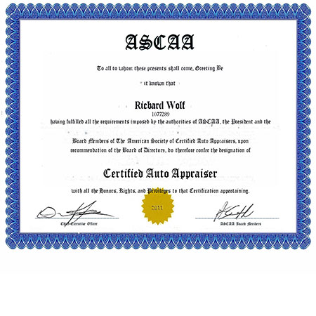 ASCAA Certified Car Appraiser